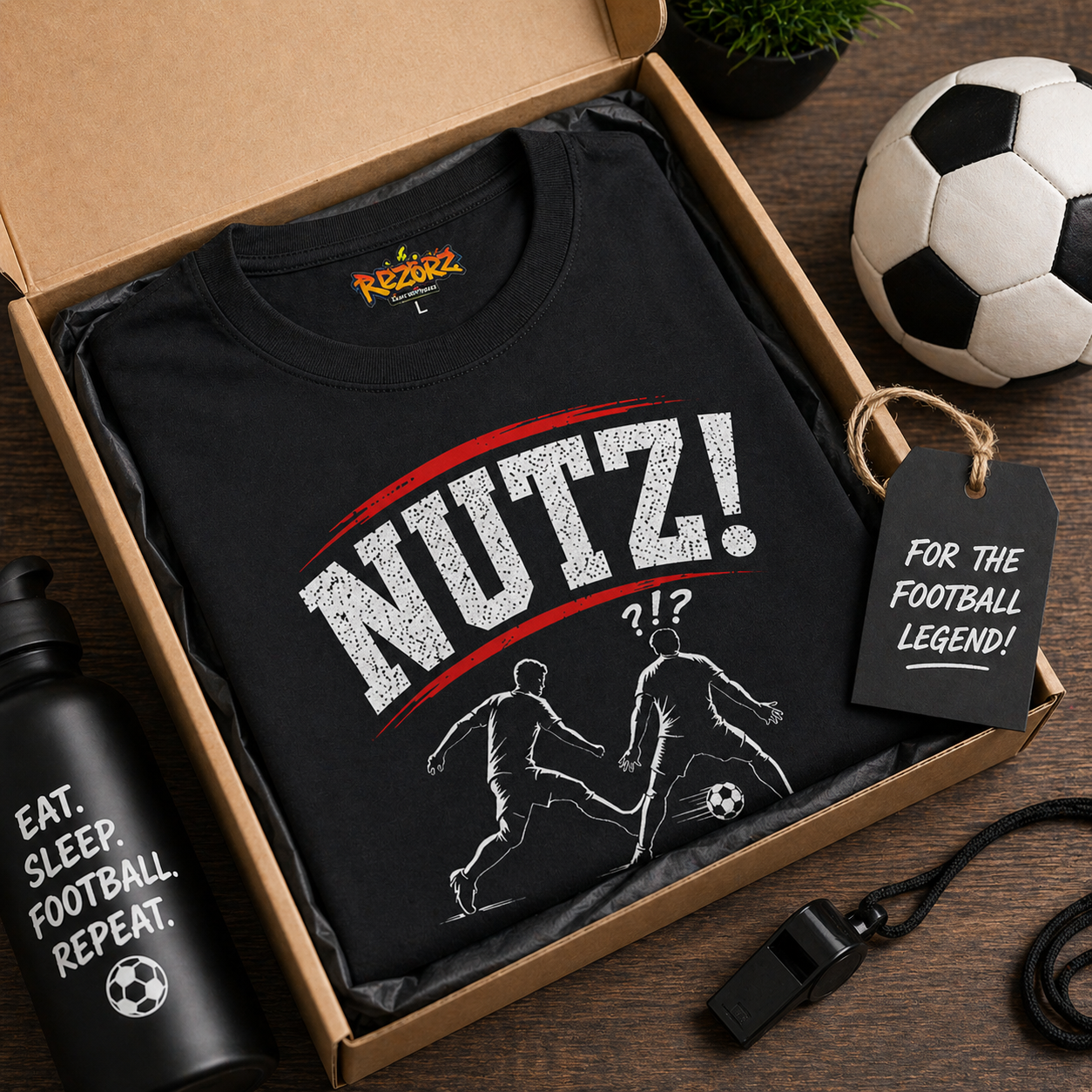 Funny Football T-Shirt “NUTZ!” | Sunday League Skills Tee | Football Banter Shirt | Gift for Football Player Fan