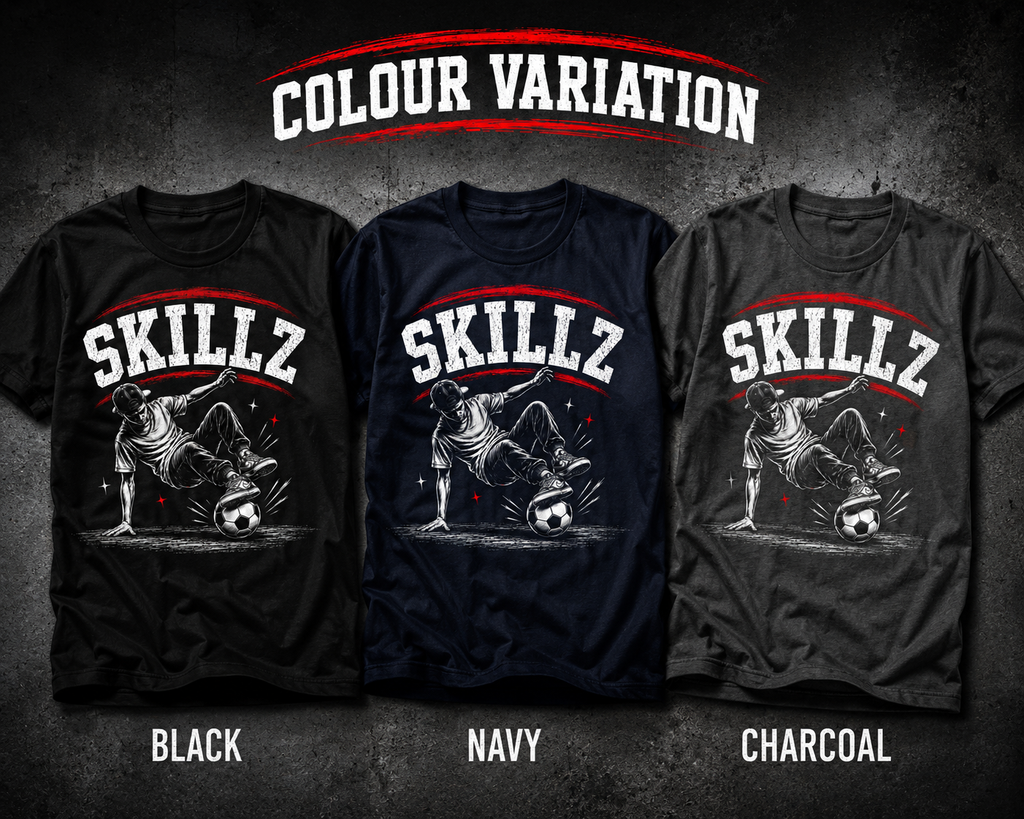 Funny Football Shirt “SKILLZ” | Street Football Tee | Skills Player T-Shirt | Soccer Freestyle Shirt | Sunday League Banter Top