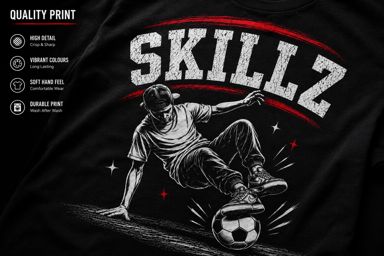 Funny Football Shirt “SKILLZ” | Street Football Tee | Skills Player T-Shirt | Soccer Freestyle Shirt | Sunday League Banter Top