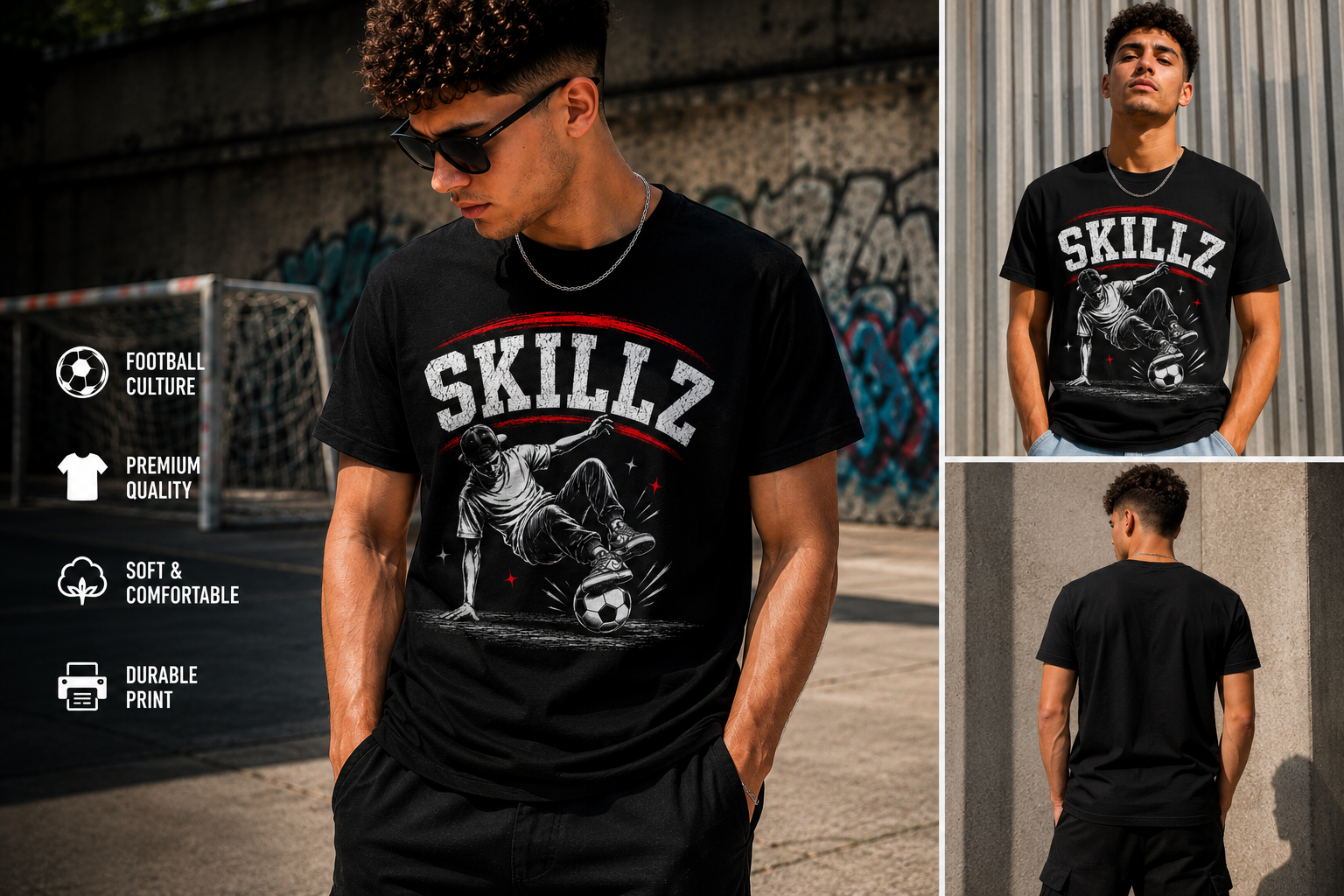 Funny Football Shirt “SKILLZ” | Street Football Tee | Skills Player T-Shirt | Soccer Freestyle Shirt | Sunday League Banter Top