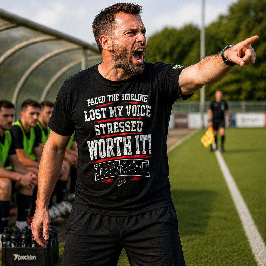 Funny Sunday League Coach T-Shirt “Lost My Voice Worth It” | Football Coach Gift | Soccer Manager Shirt | End of Season Gift