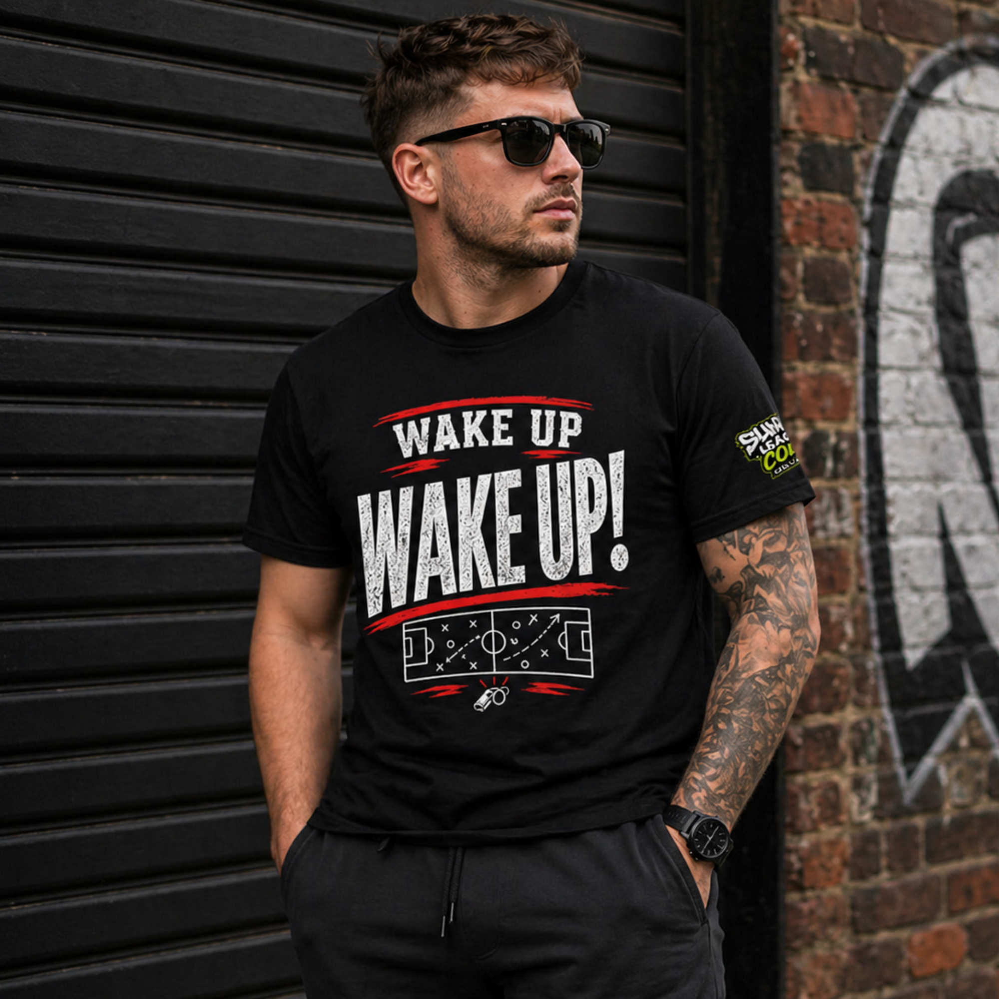 Funny Sunday League Football T-Shirt “Wake Up Wake Up!” | Football Banter Tee | Soccer Player Shirt | Coach Gift | End of Season Gift