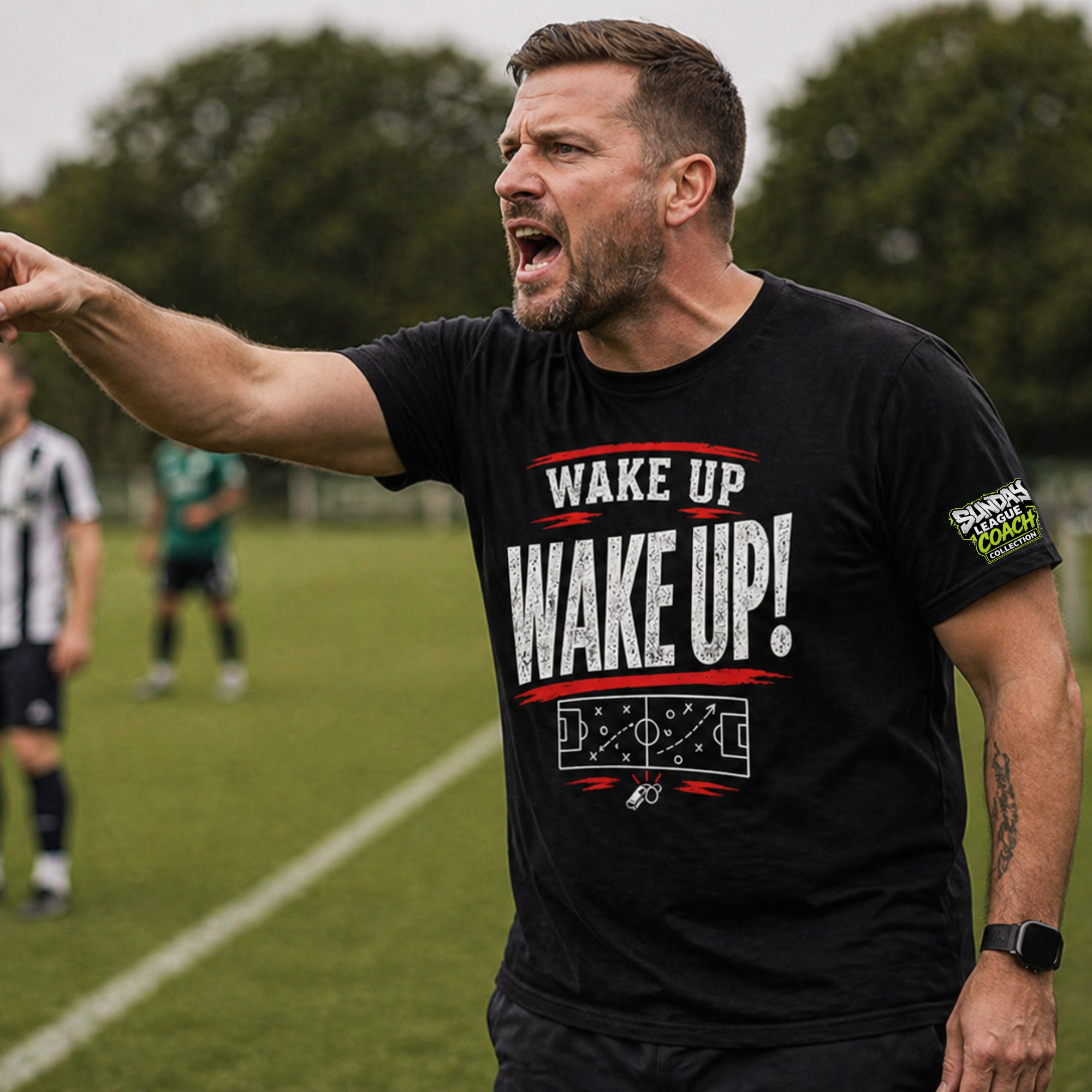 Funny Sunday League Football T-Shirt “Wake Up Wake Up!” | Football Banter Tee | Soccer Player Shirt | Coach Gift | End of Season Gift
