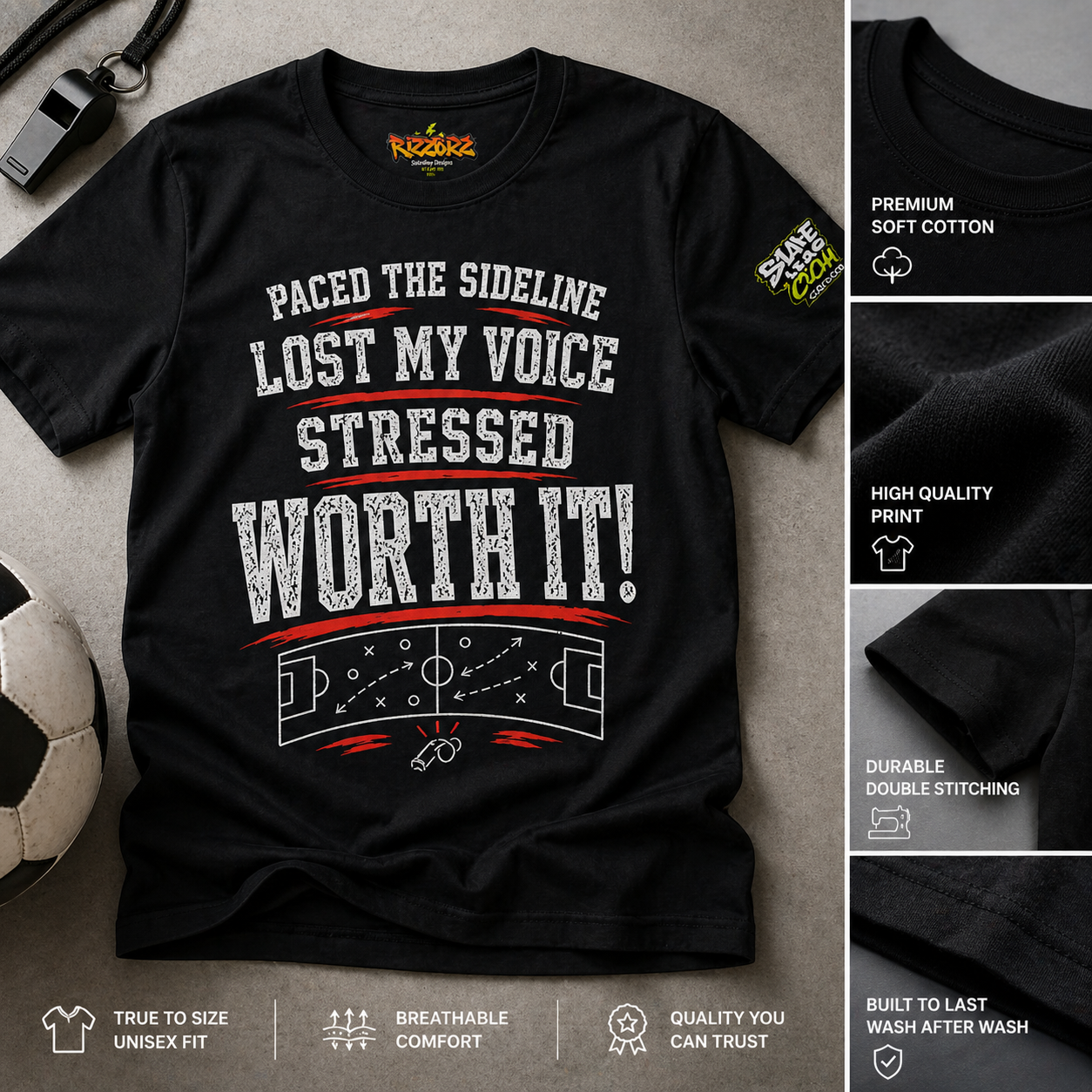 Funny Sunday League Coach T-Shirt “Lost My Voice Worth It” | Football Coach Gift | Soccer Manager Shirt | End of Season Gift