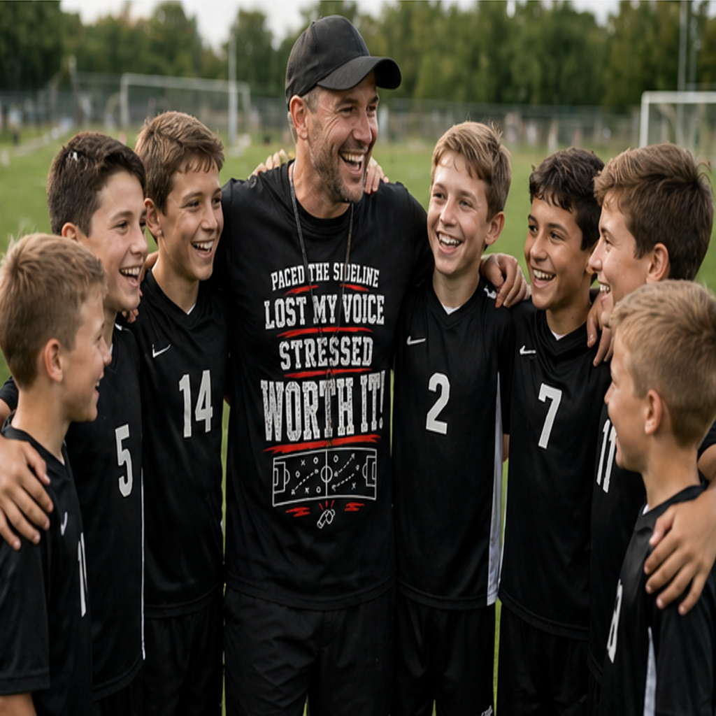 Funny Sunday League Coach T-Shirt “Lost My Voice Worth It” | Football Coach Gift | Soccer Manager Shirt | End of Season Gift
